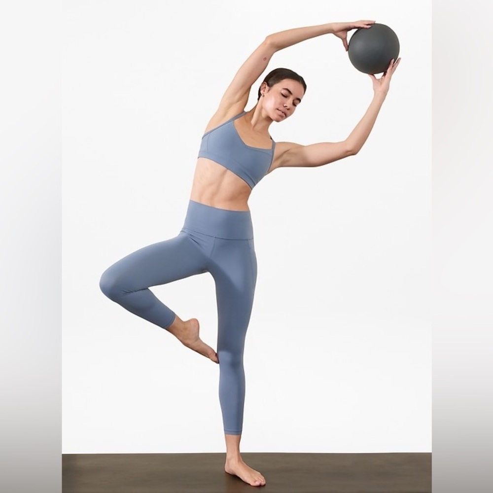 Athleta Salutation Stash High Rise 7/8 Legging Blue Green